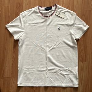 Mens White Polo T Shirt Size L